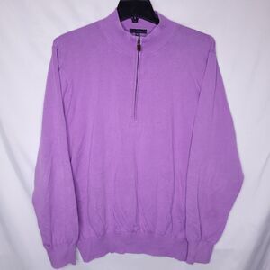 Turtleson Sweater Mens XL Purple 1/4 Zip Pima Cotton